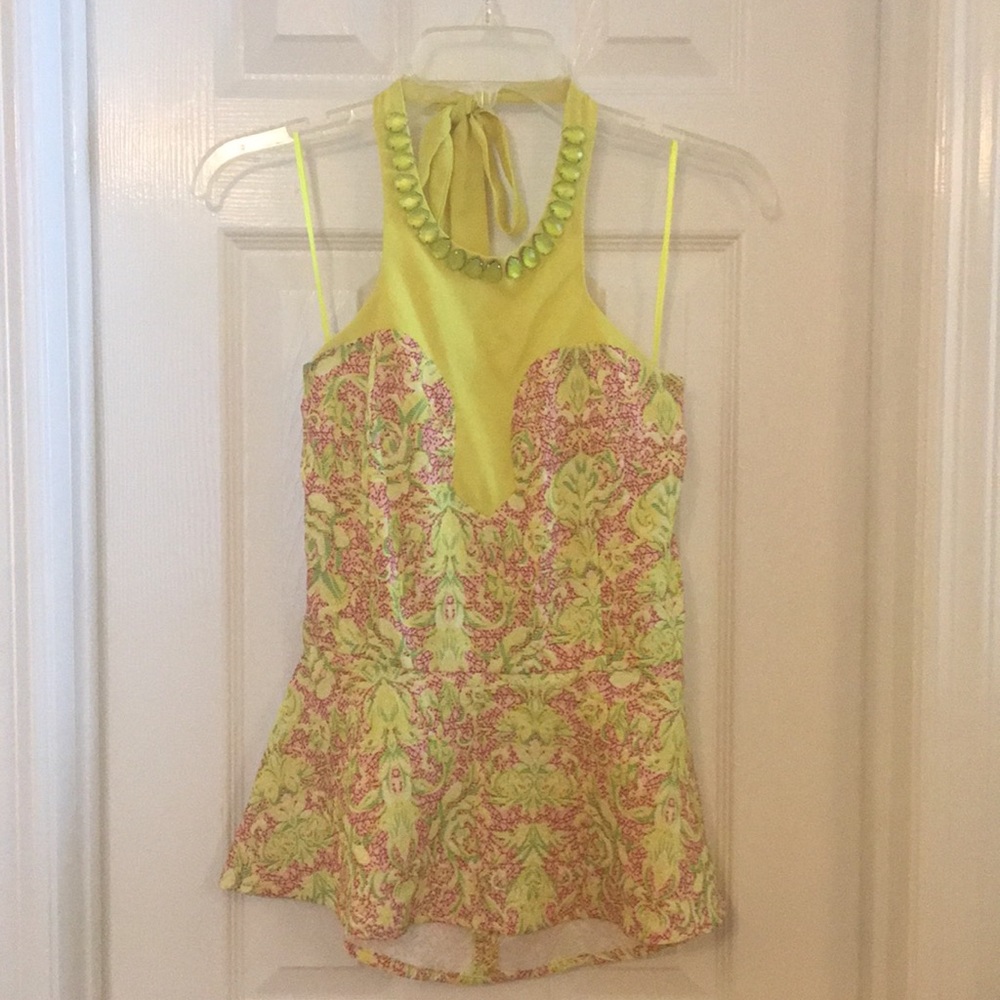 NWT neon jeweled peplum top